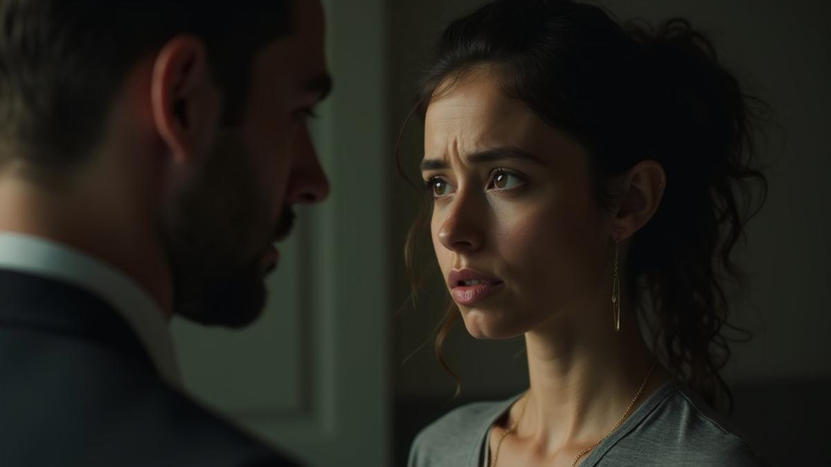 Woman looking confused and doubtful in conversation, representing narcissistic gaslighting