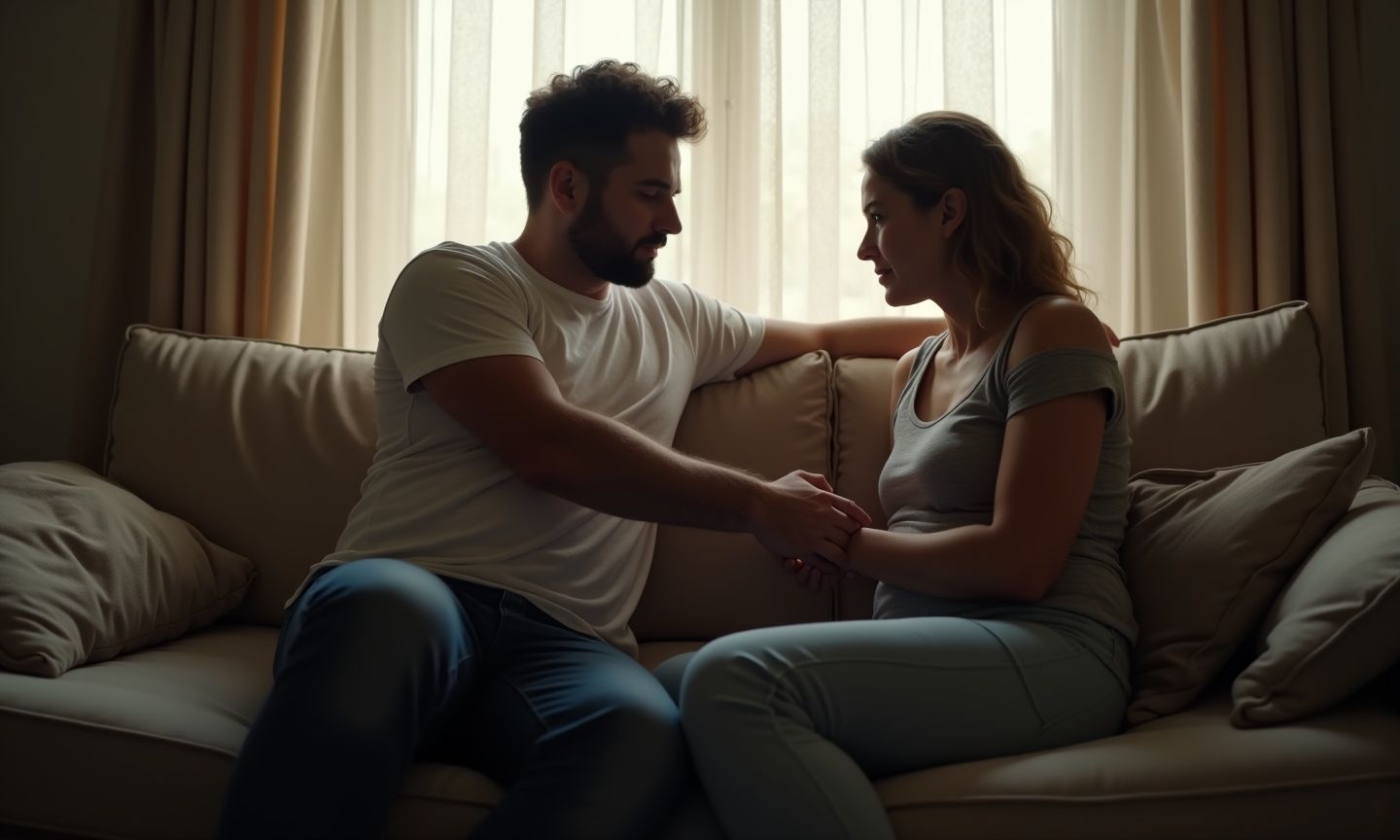 Married couple navigating stress together