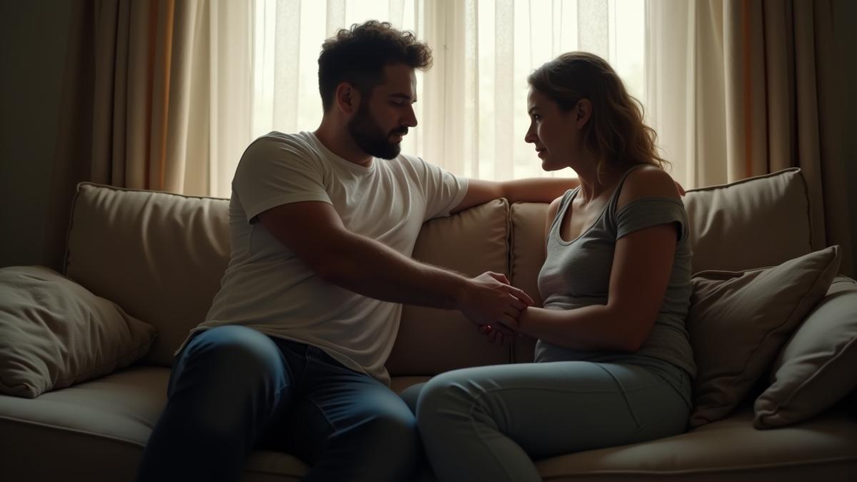 Married couple navigating stress together