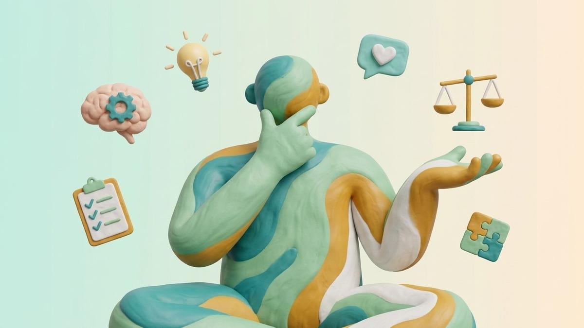 Когнитивно-поведенческая терапия — 3D иллюстрация принципов КПТ