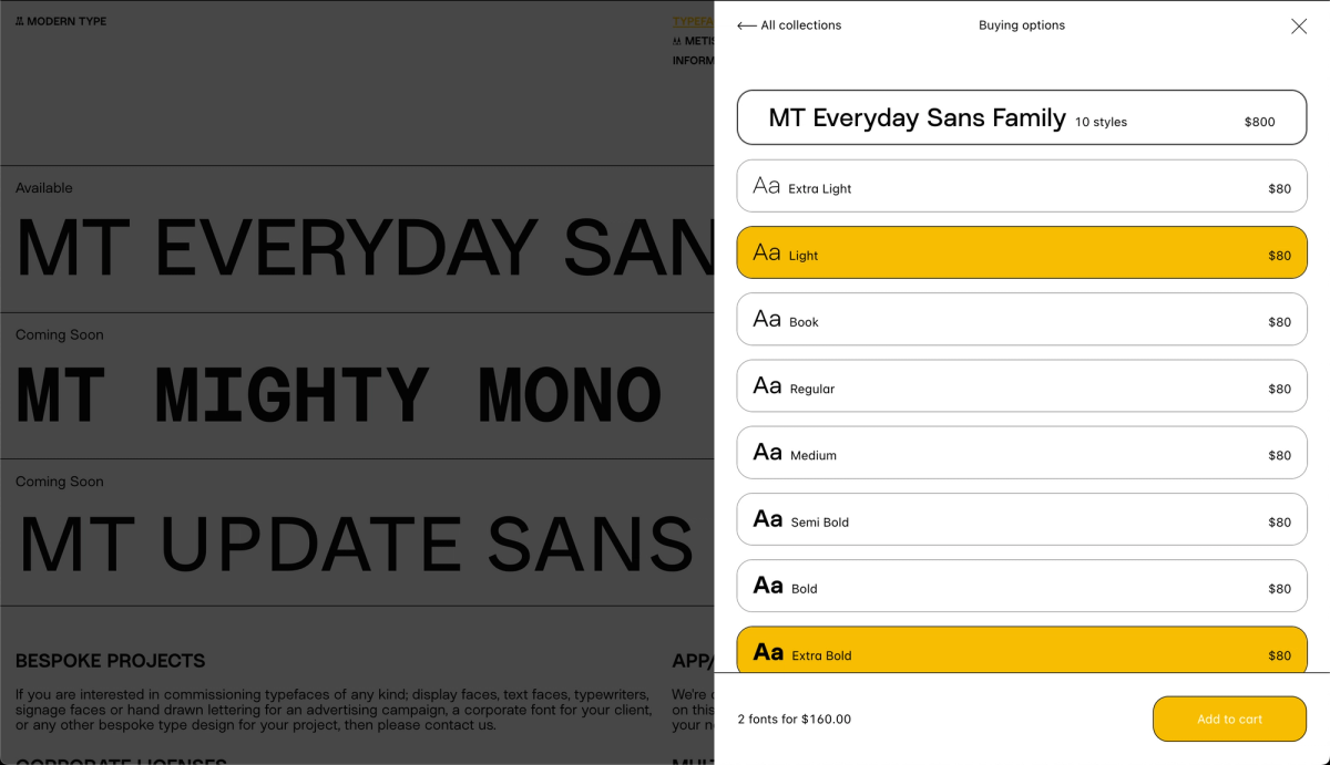 Integrated Fontdue cart widget