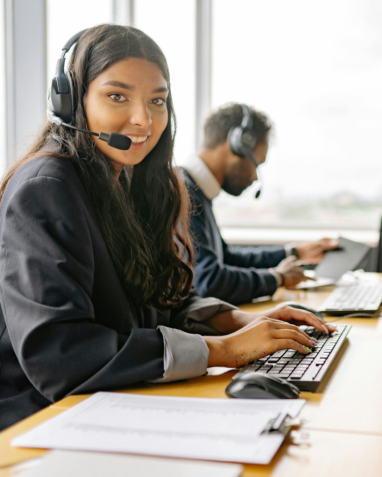 female customer service rep on headset