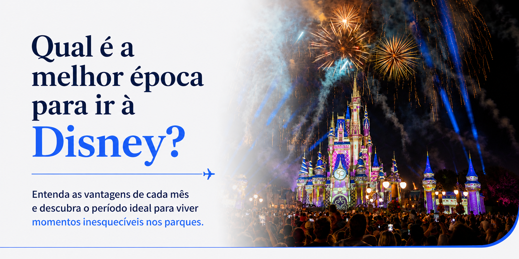 Castelo da Cinderela no Magic Kingdom representando a melhor época para visitar a Disney de acordo com clima, lotação e eventos ao longo do ano.