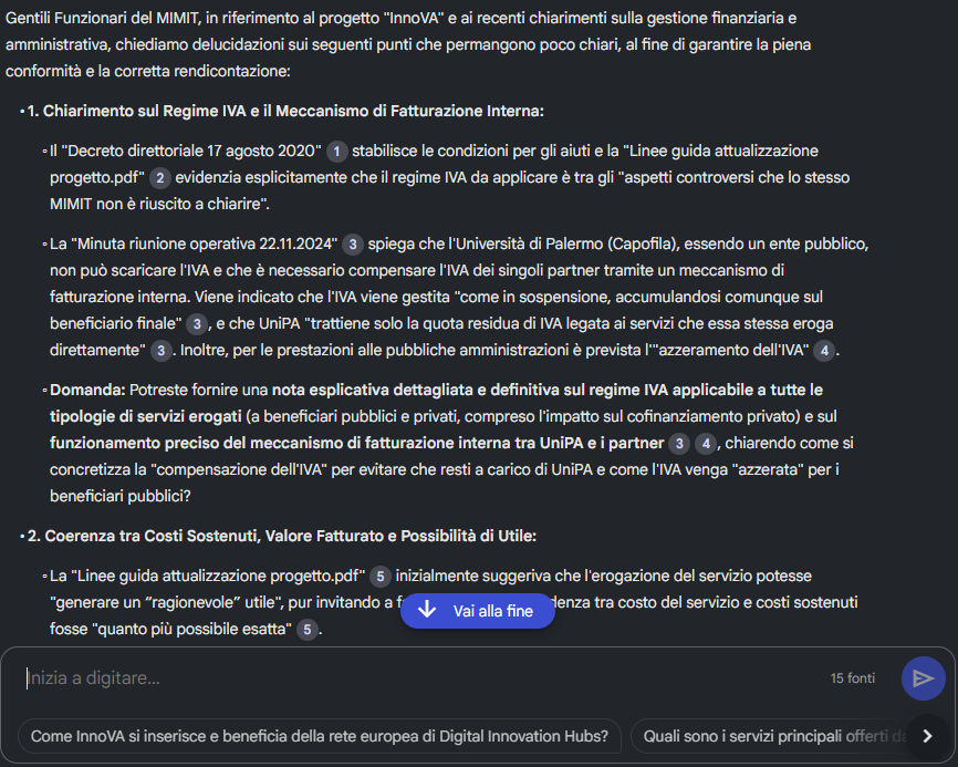 Esempio di FAQ generata per un bando