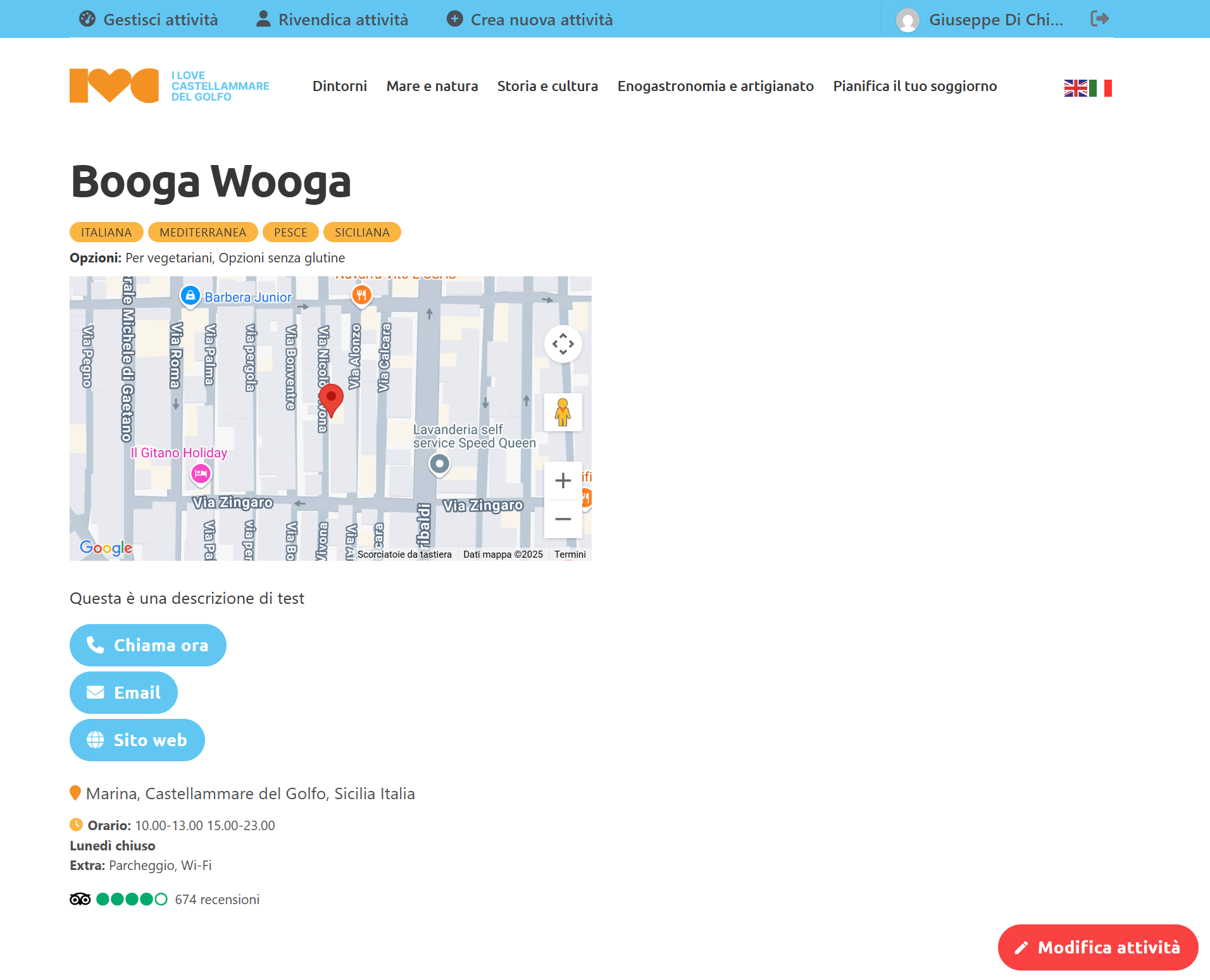 Visualizzazione frontend Stakeholder