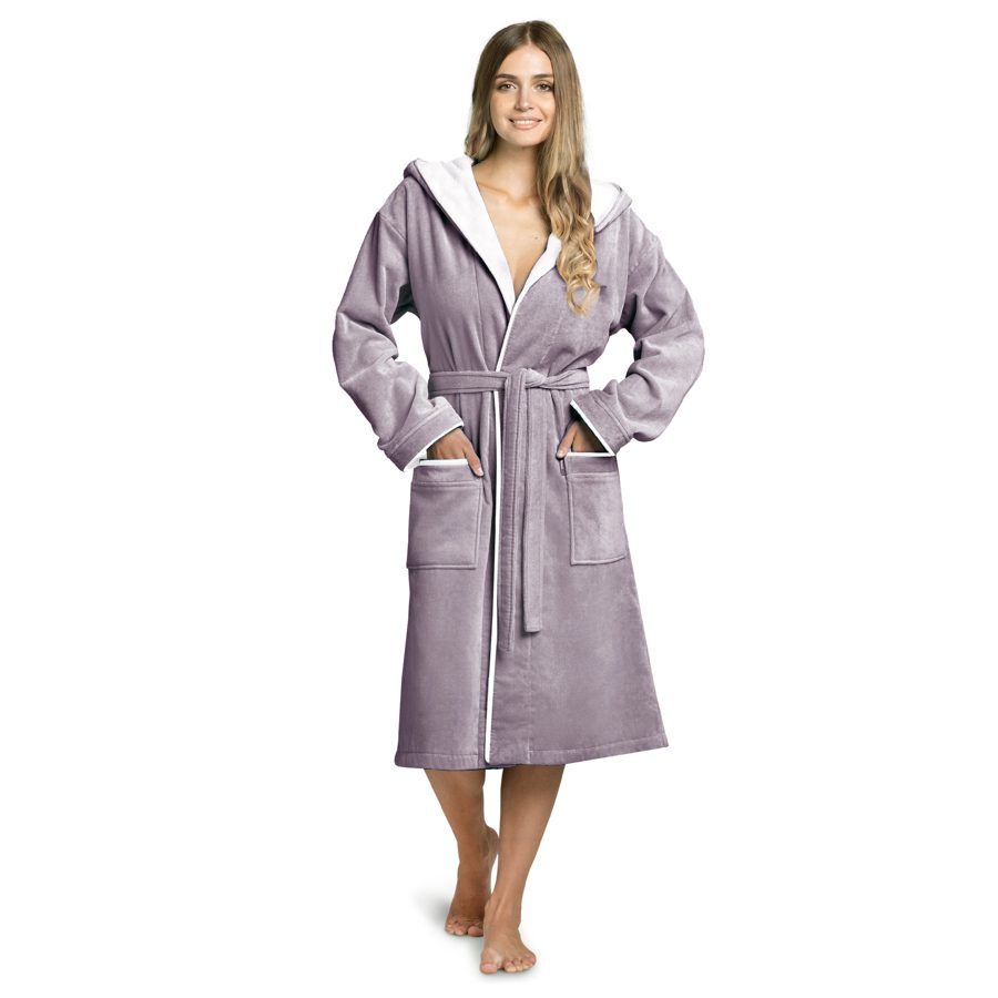 Women's velour bathrobe — Taupe