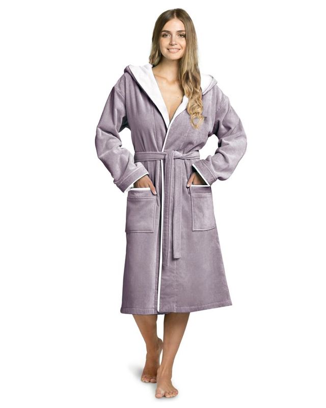 Women's velour bathrobe — Taupe