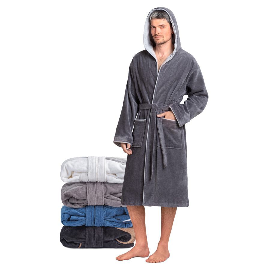 Men's velour bathrobe — Grey