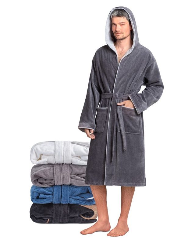 Men's velour bathrobe — Grey