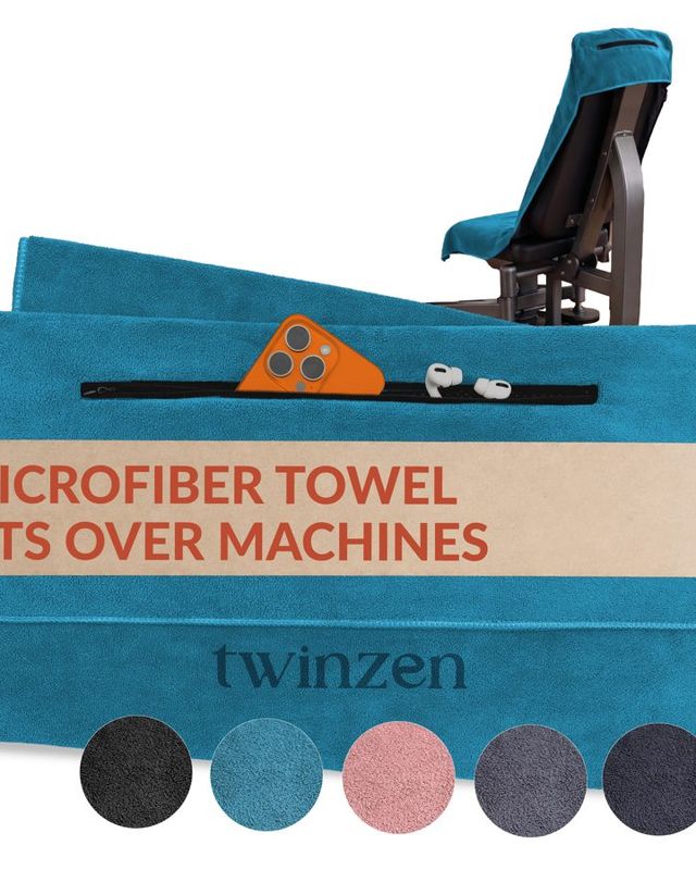 Microfibre towel with pouch — Navy blue