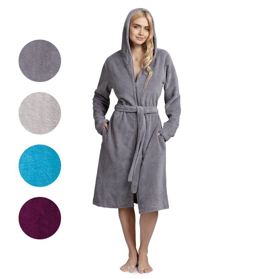 Zip-up bathrobe — Grey