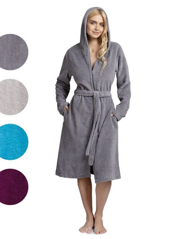 Zip-up bathrobe — Grey
