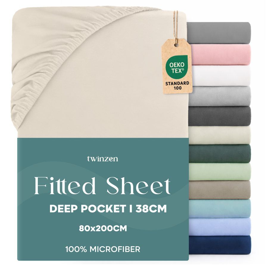 Deep pocket fitted sheet — Beige