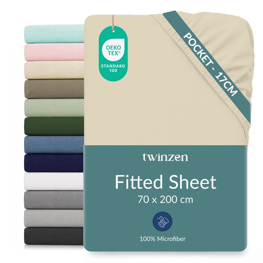 Polyester fitted sheet — Beige
