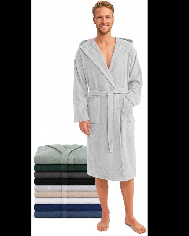 Men's terry cotton bathrobe — Grey