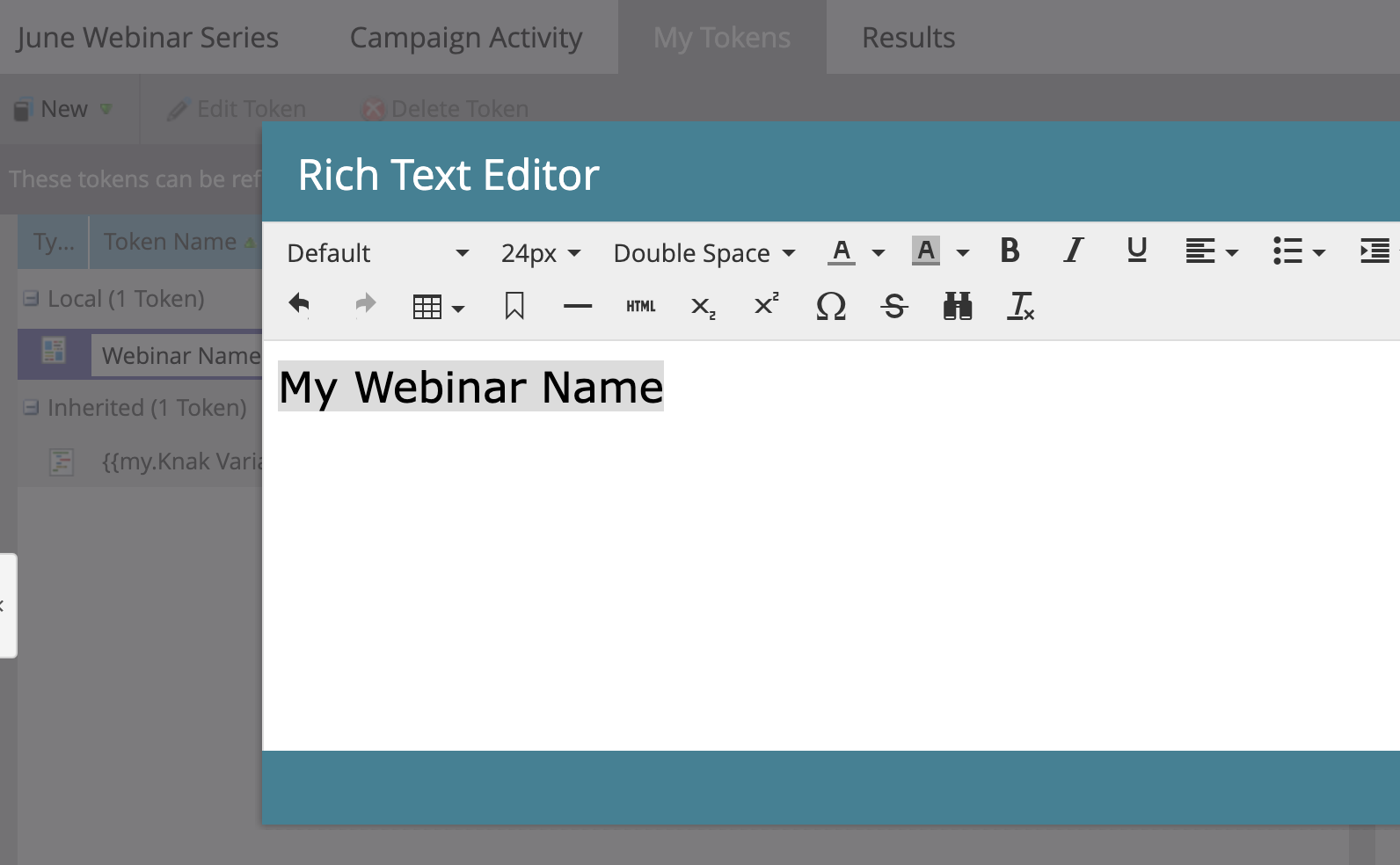 a basic rich text token in Marketo