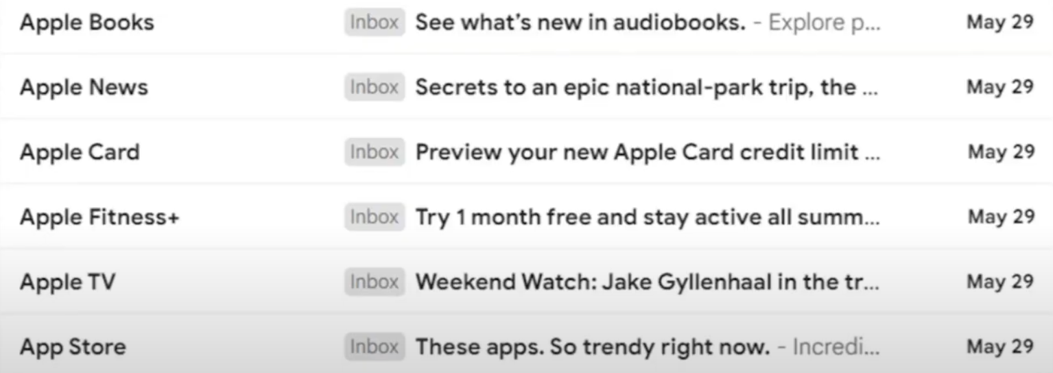 Apple Email Examples