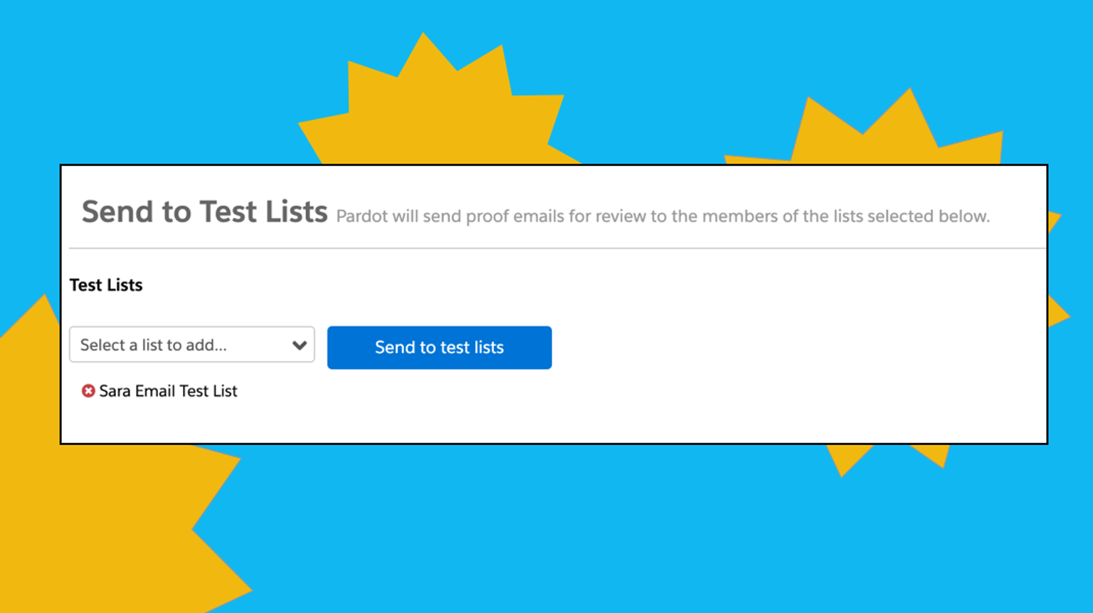 Pardot Send to test lists