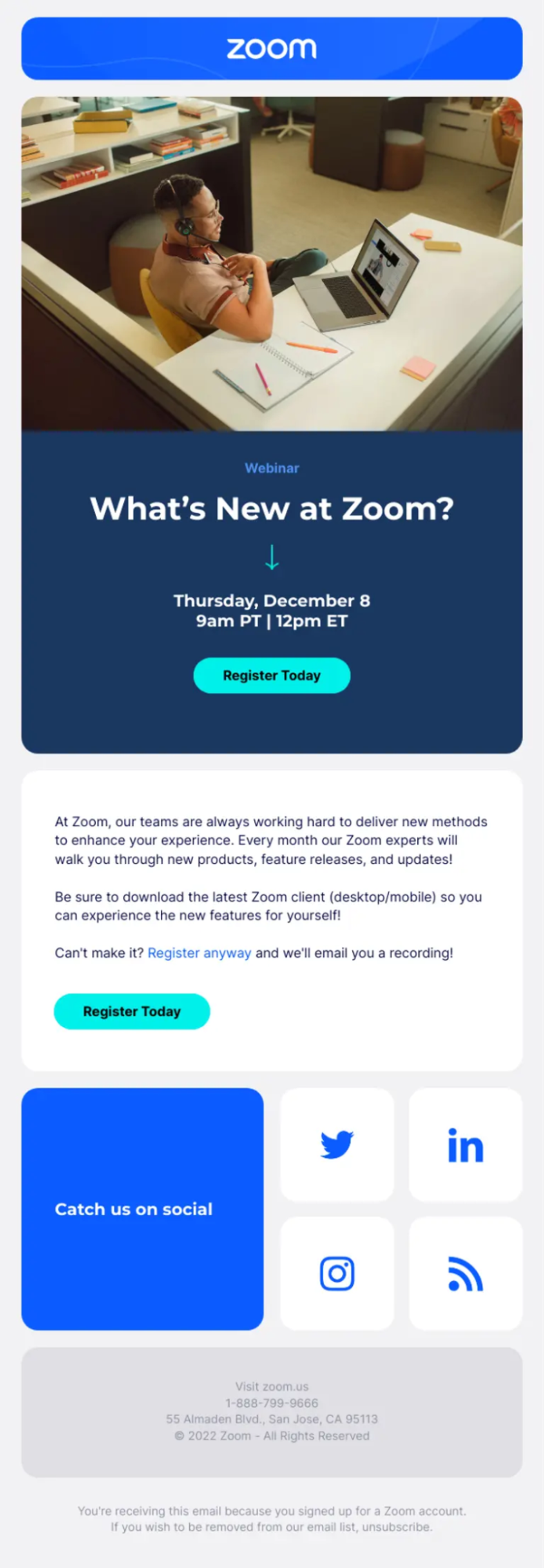 Zoom's webinar registration email