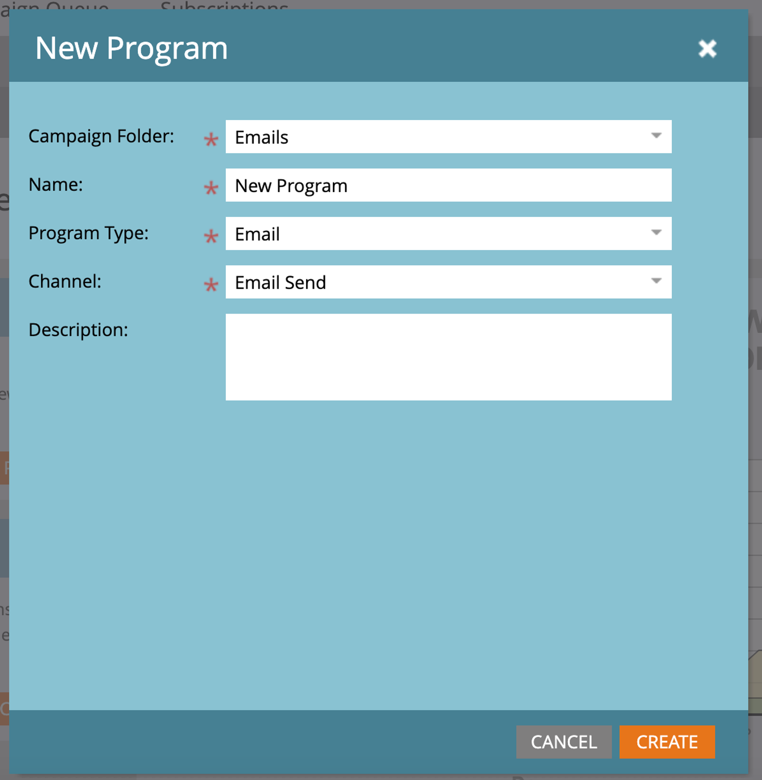 Basic set up for a marketo program