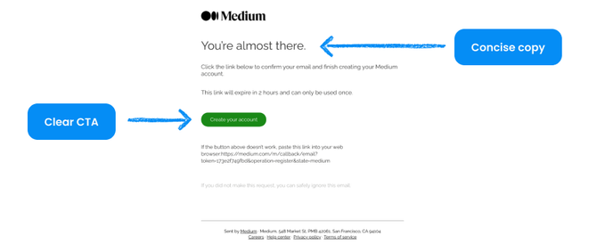 Concise copy and content
