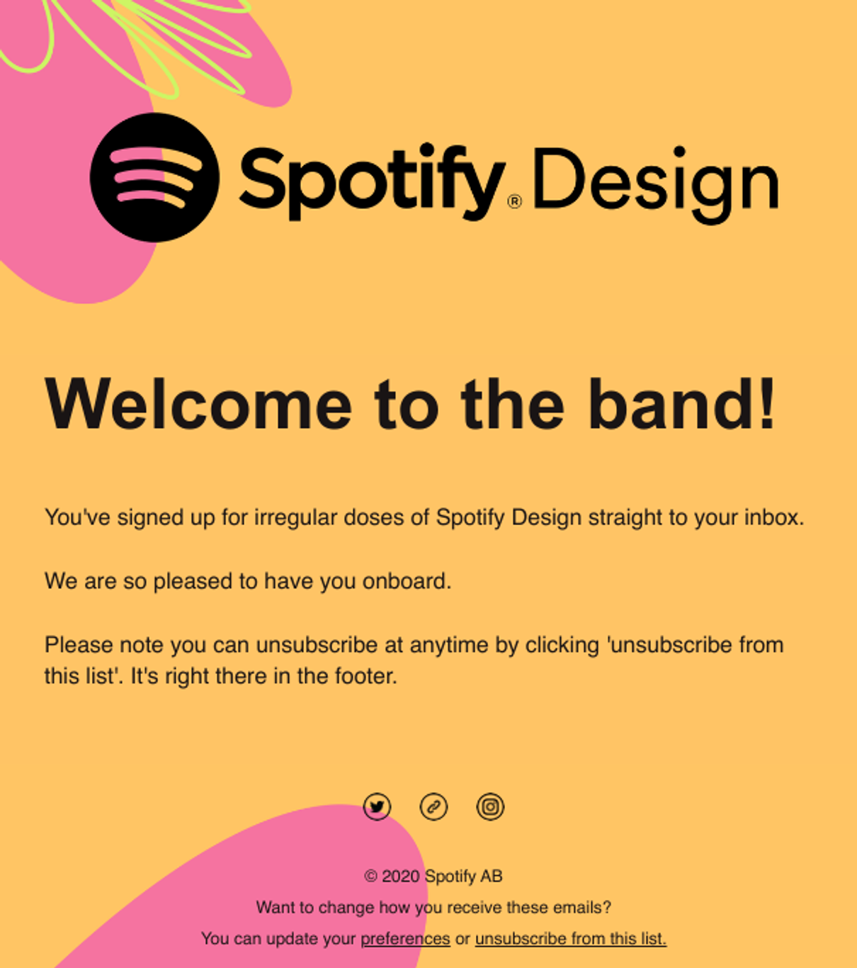 Welcome Email Example - Spotify