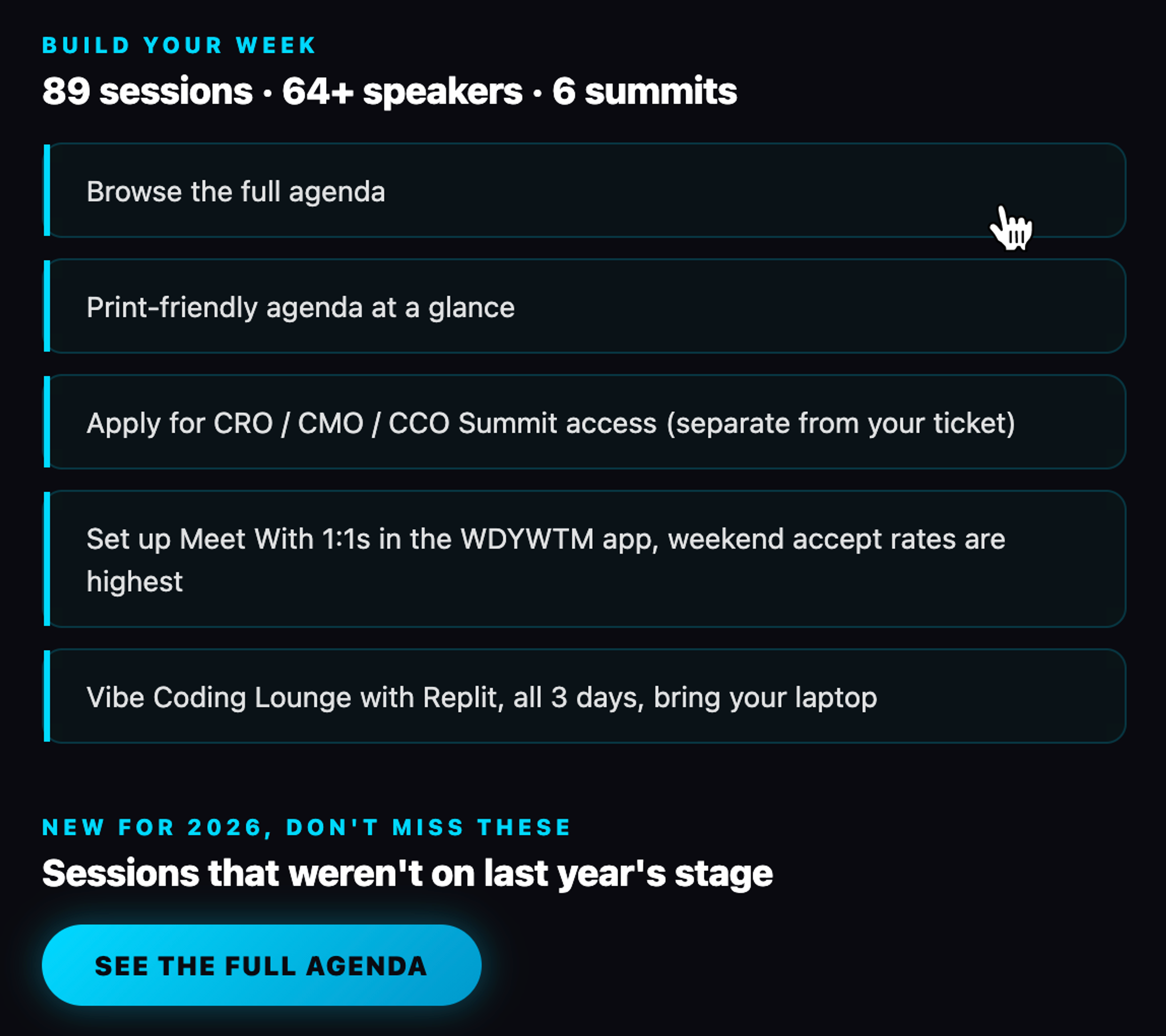 How the agenda should look on email
