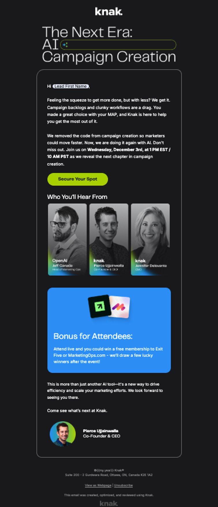 Pierce's Invite Email — Built by KnakAI