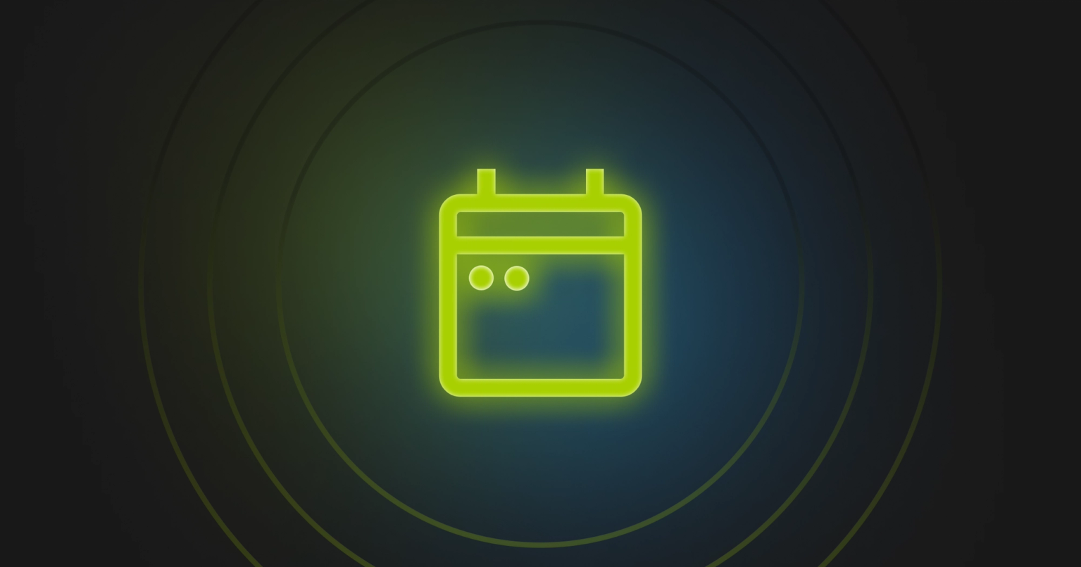 Green calendar icon on a black background