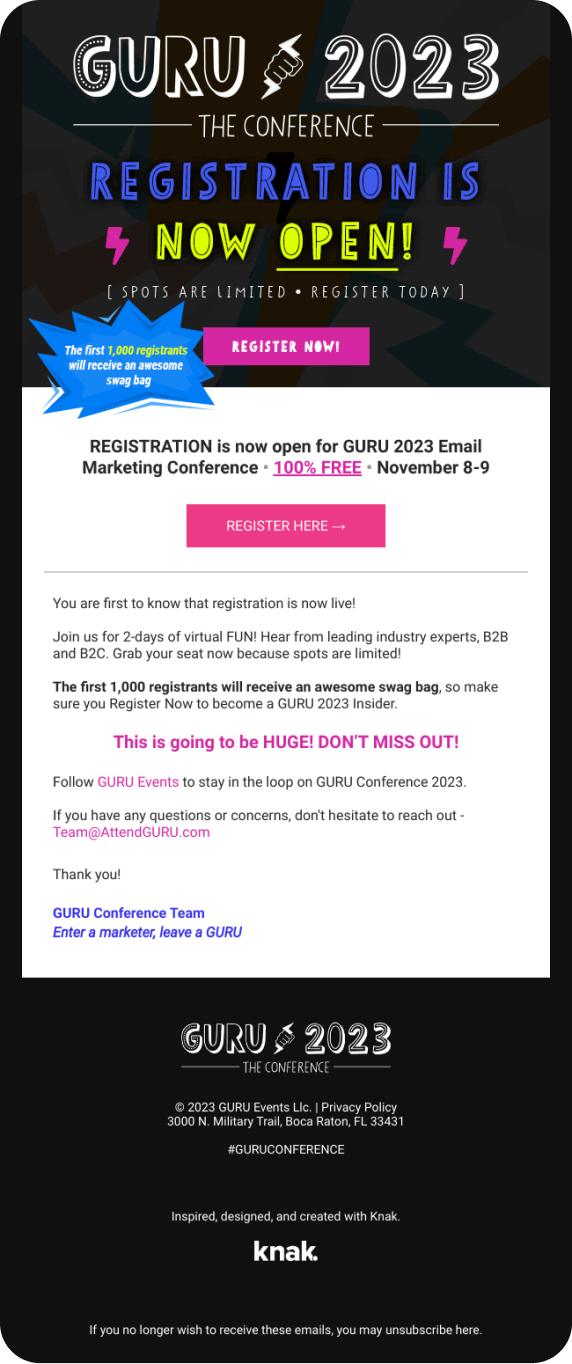 Guru Conference email