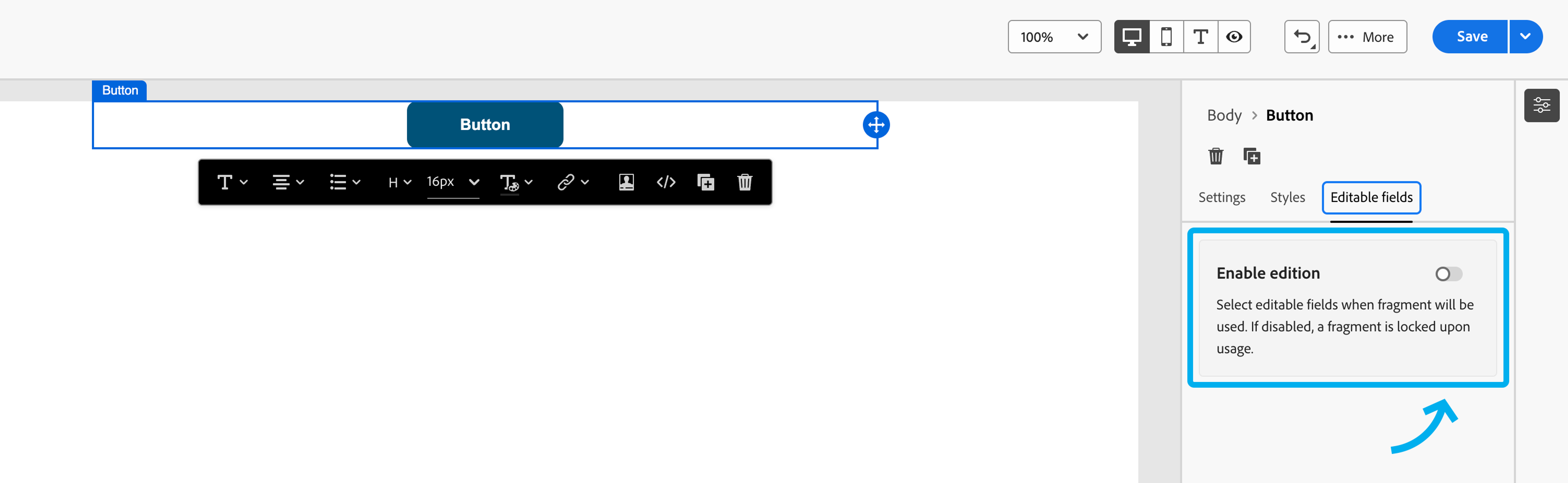 Editable Fiels in Marketo Editor