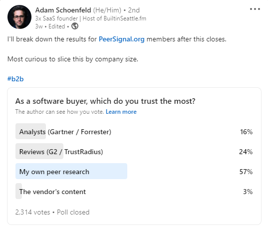 User recommendations are more likely to be unbiased