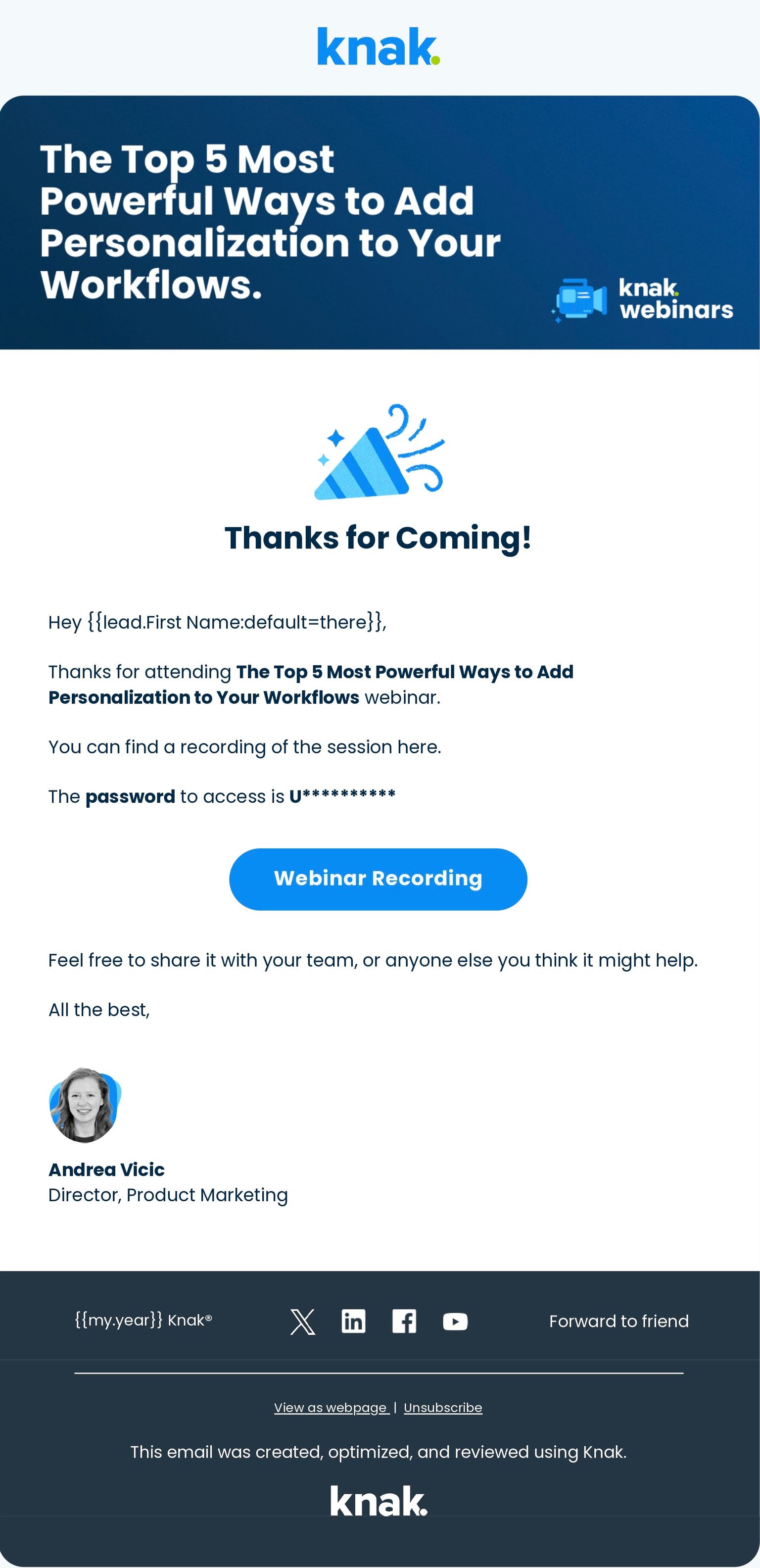 Webinar follow-up email example