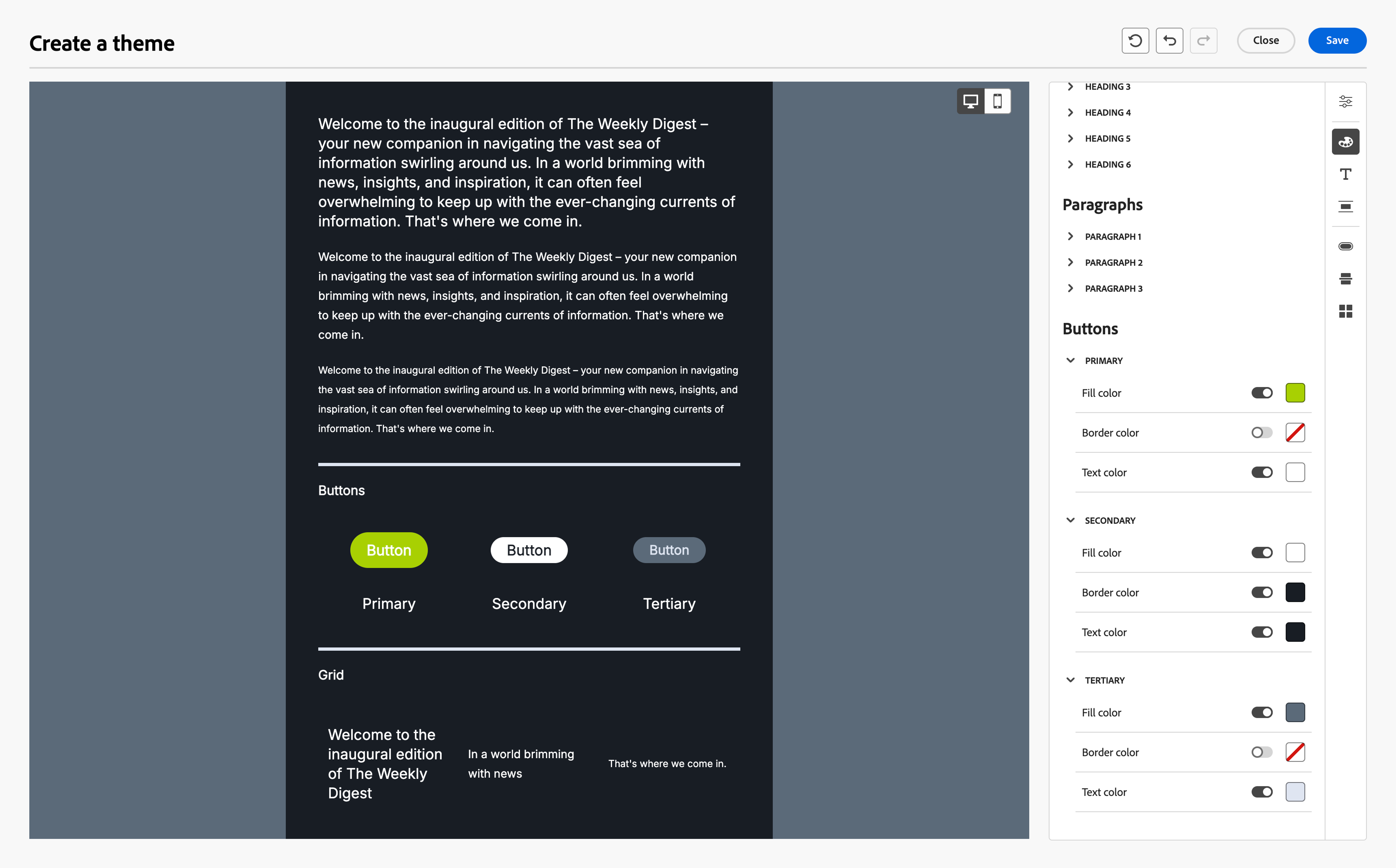 The New Marketo Brand theme elements