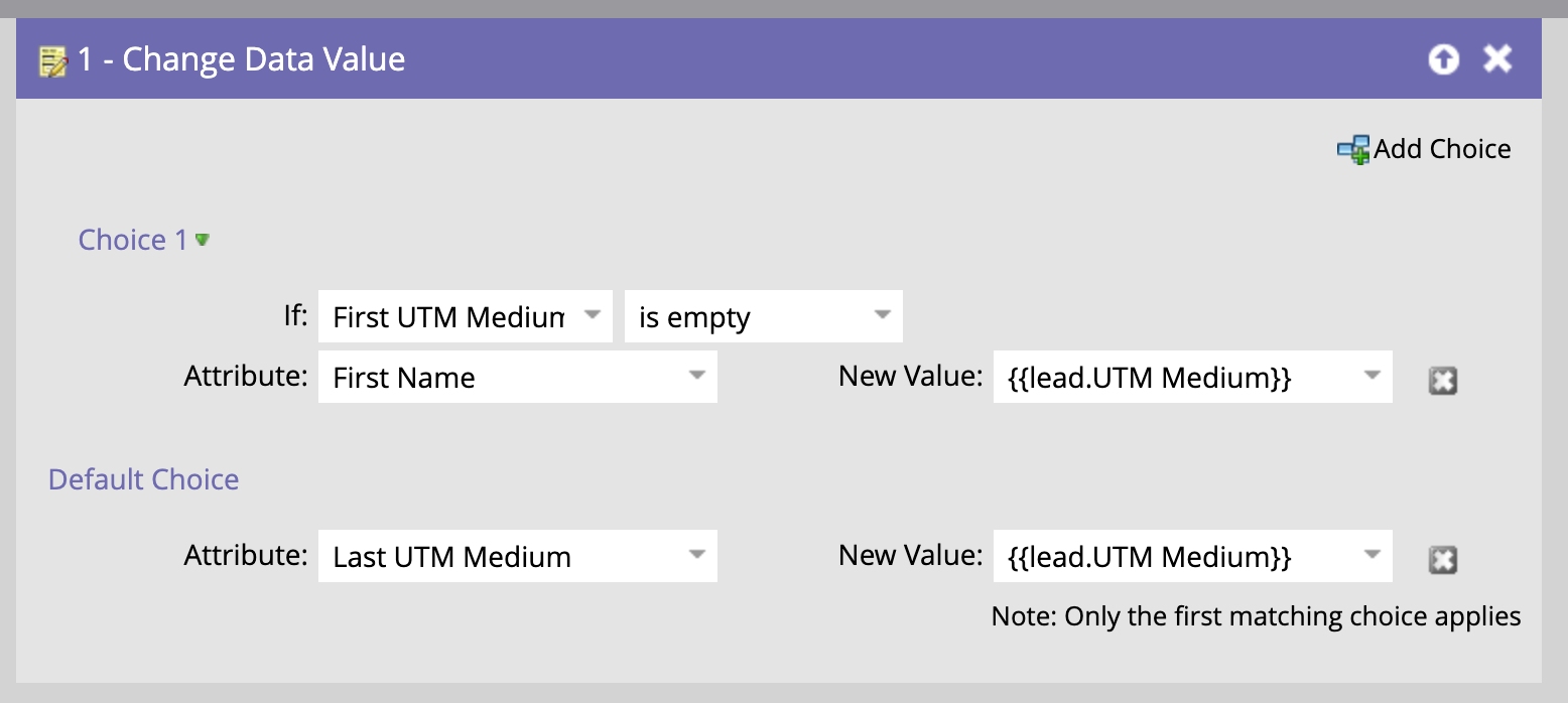 Marketo tokens used in a workflow step in a smart campaign