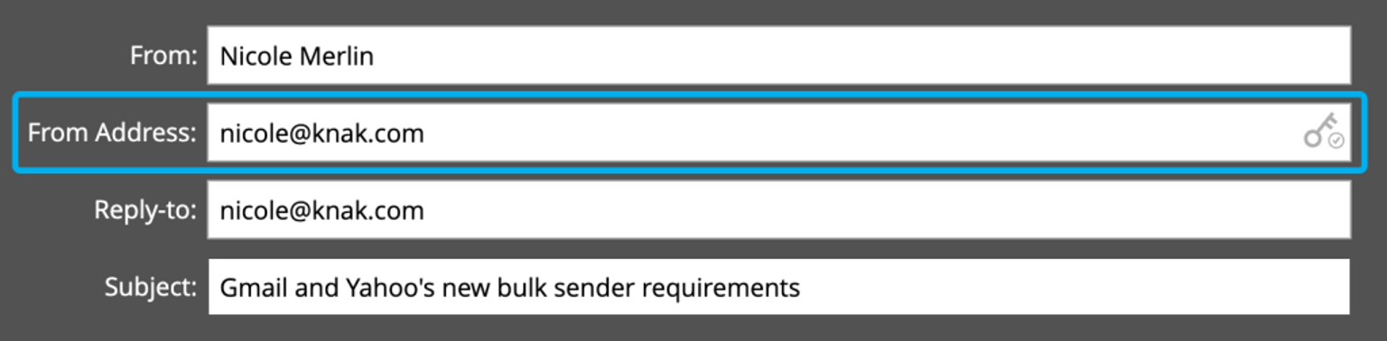 Highlighting the "from" address in Marketo.