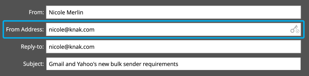 Highlighting the "from" address in Marketo.
