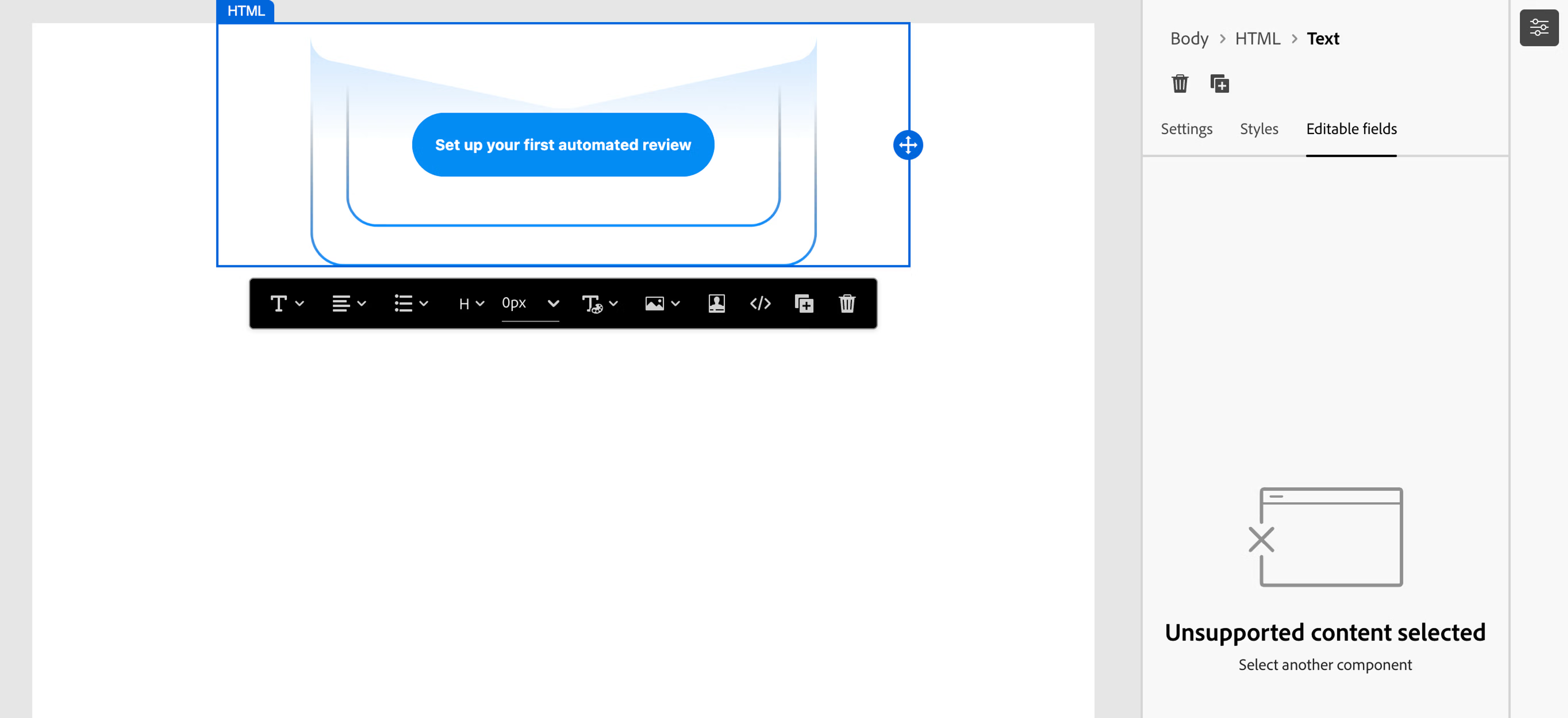 Cannot have Editable Fields on HTML Elements inside fragments