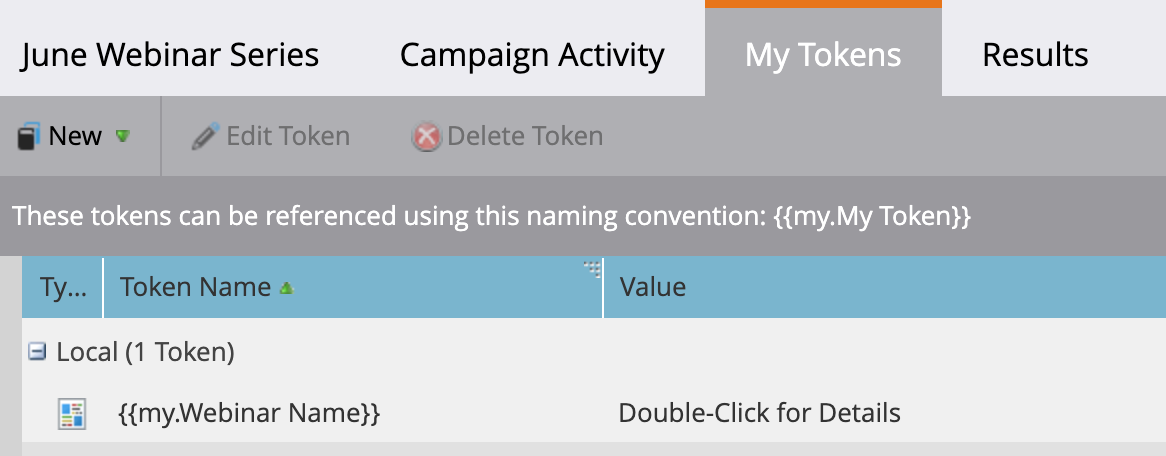 simple Marketo token showing the typical format