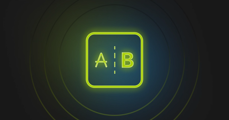 Green A/B test graphic on a dark background