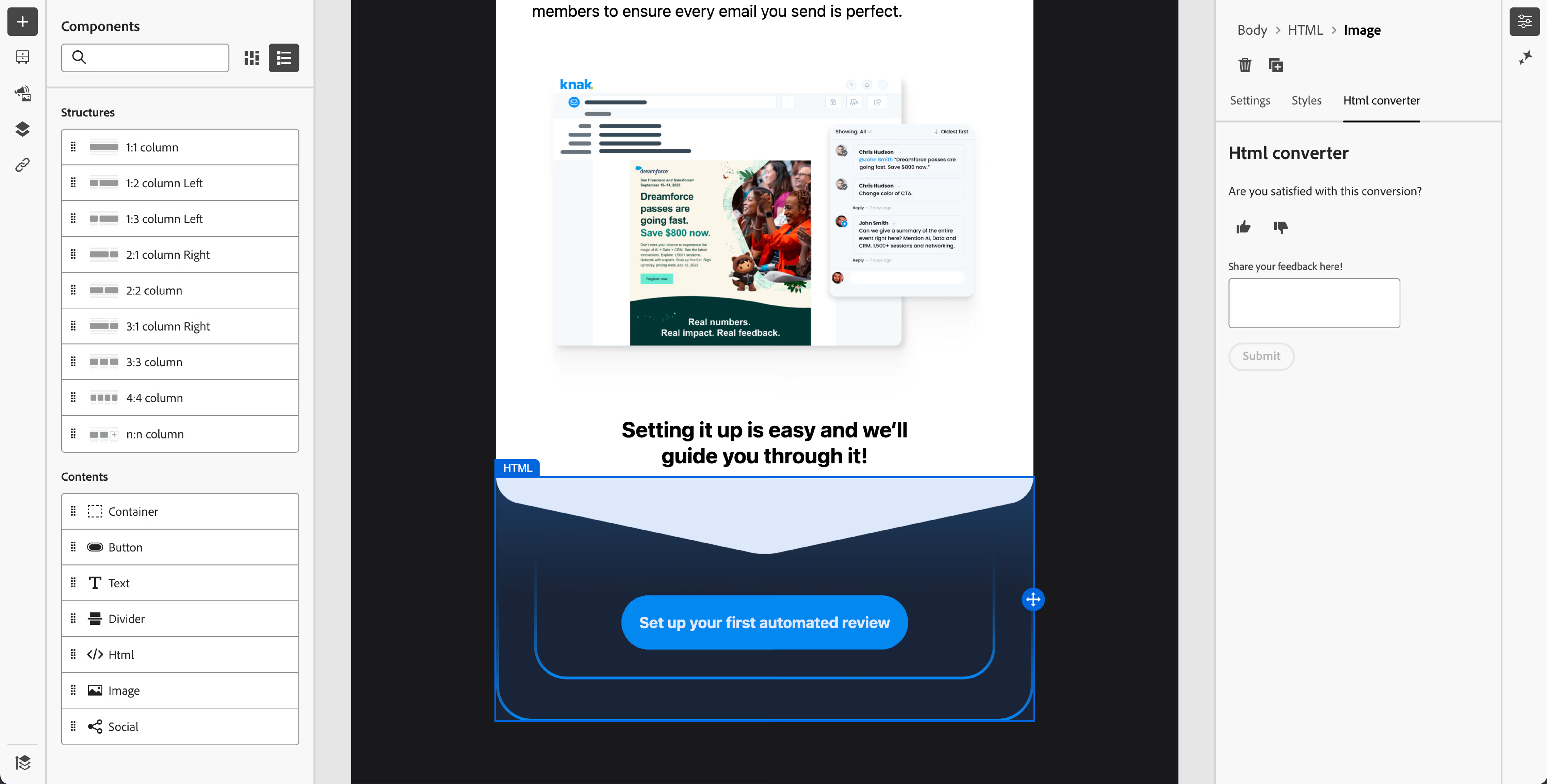HTML content into blocks