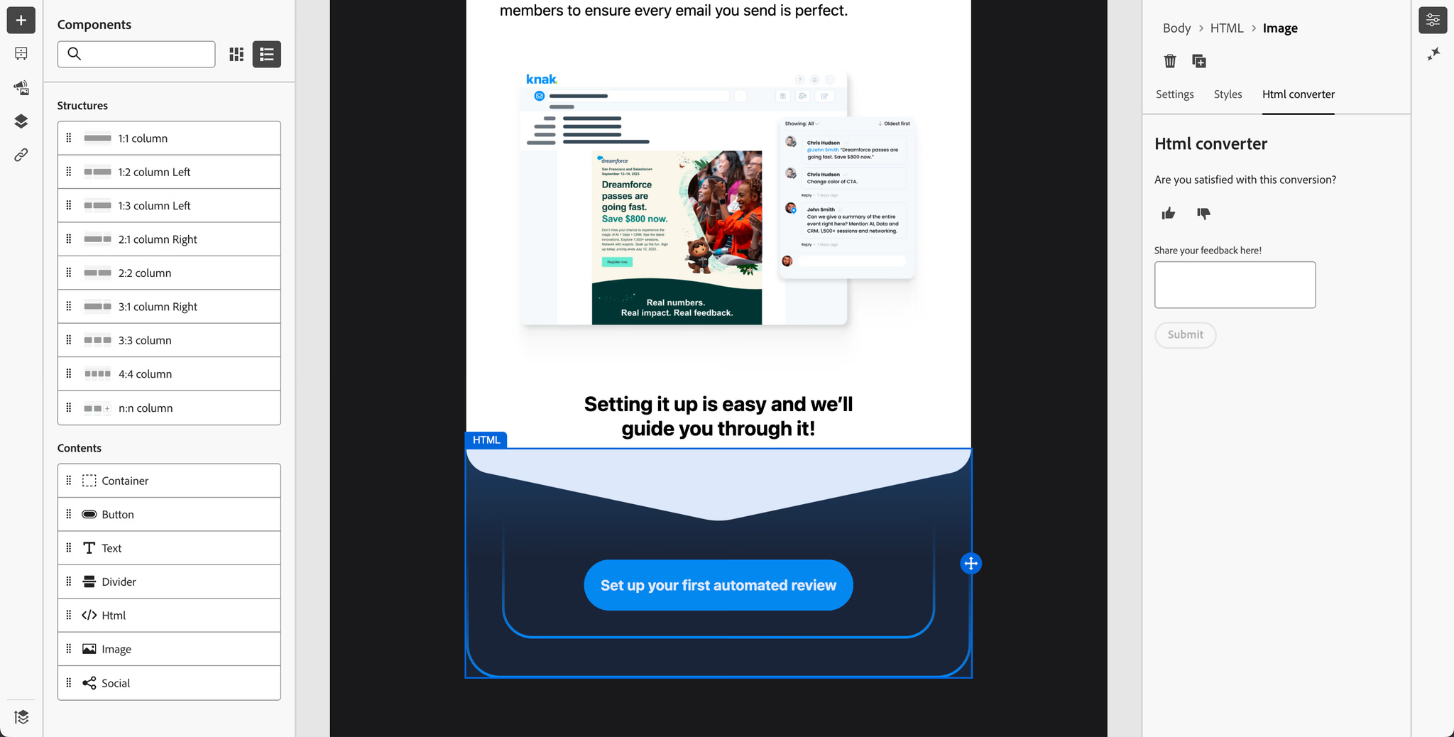 HTML content into blocks