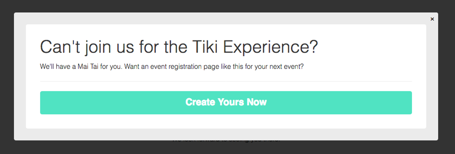 Conversion Overlay Tiki Experience