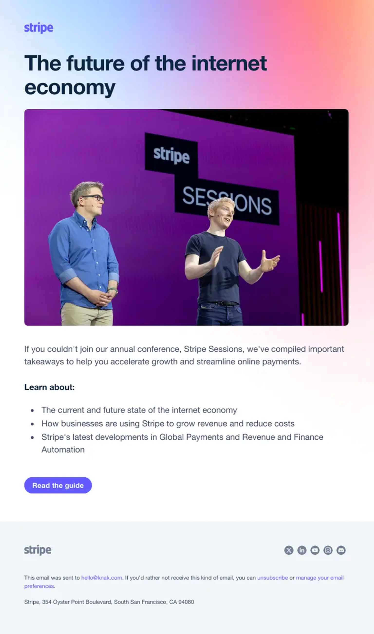 Stripe's content download email