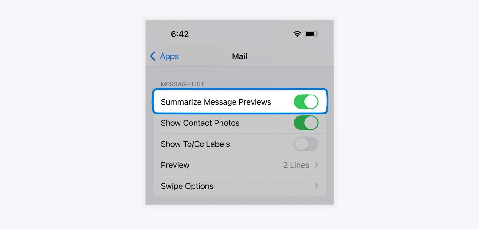 How to turn off message summaries