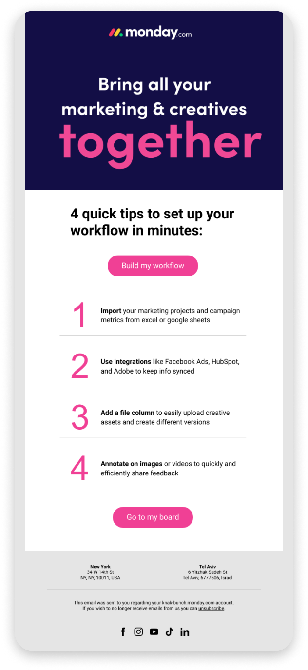User onboarding email