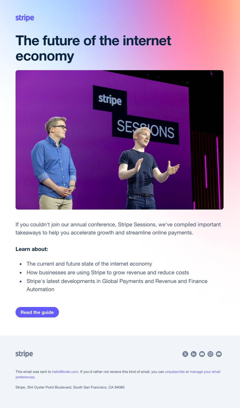 Event Follow-Up Email Example - Stripe