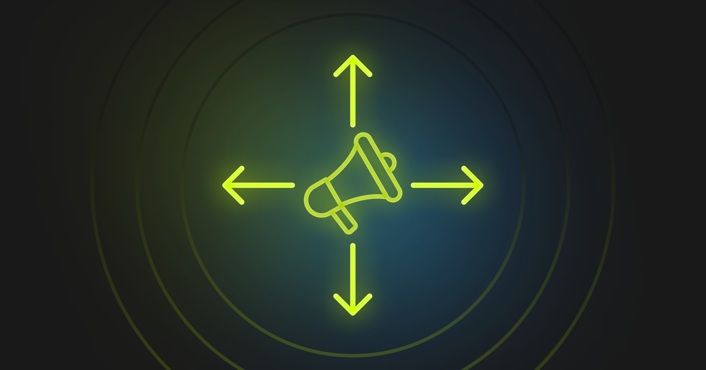 loudspeaker icon with arrows spreading outwards
