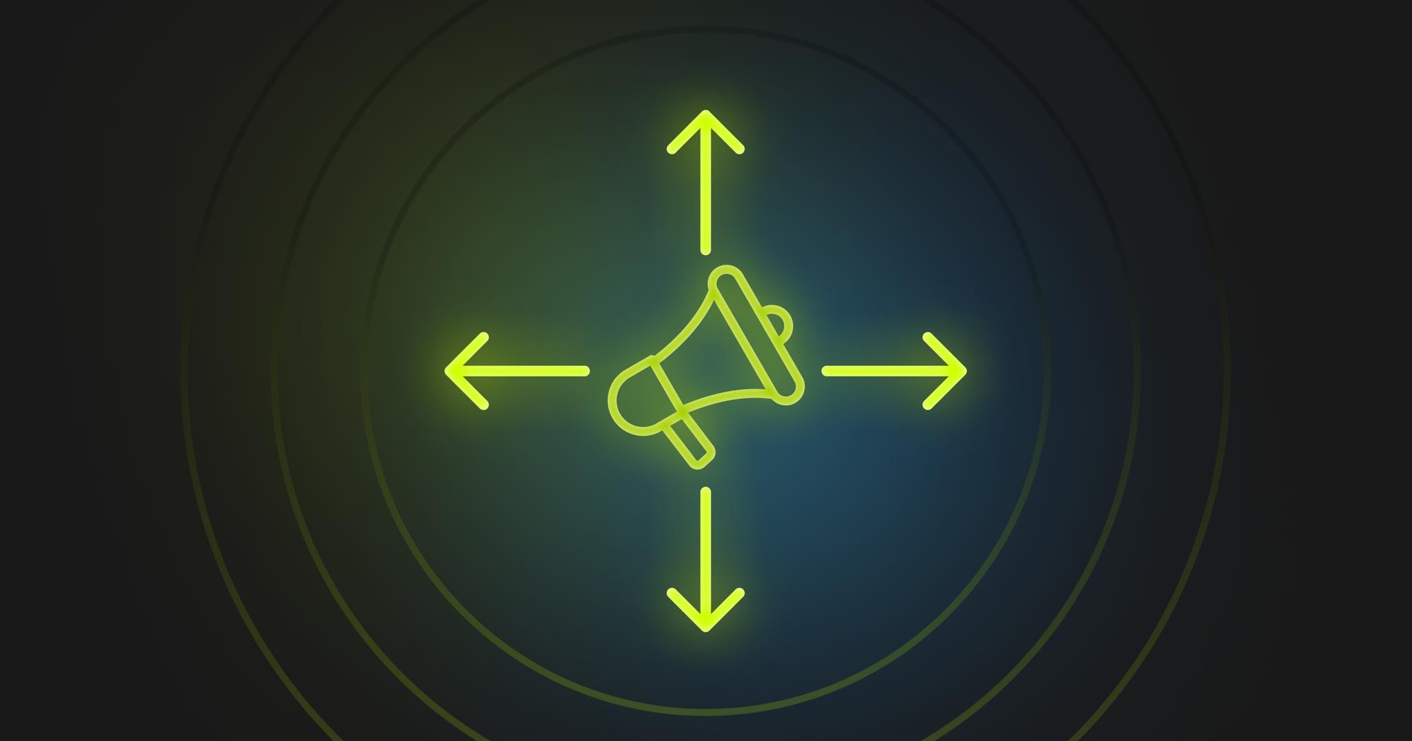 loudspeaker icon with arrows spreading outwards