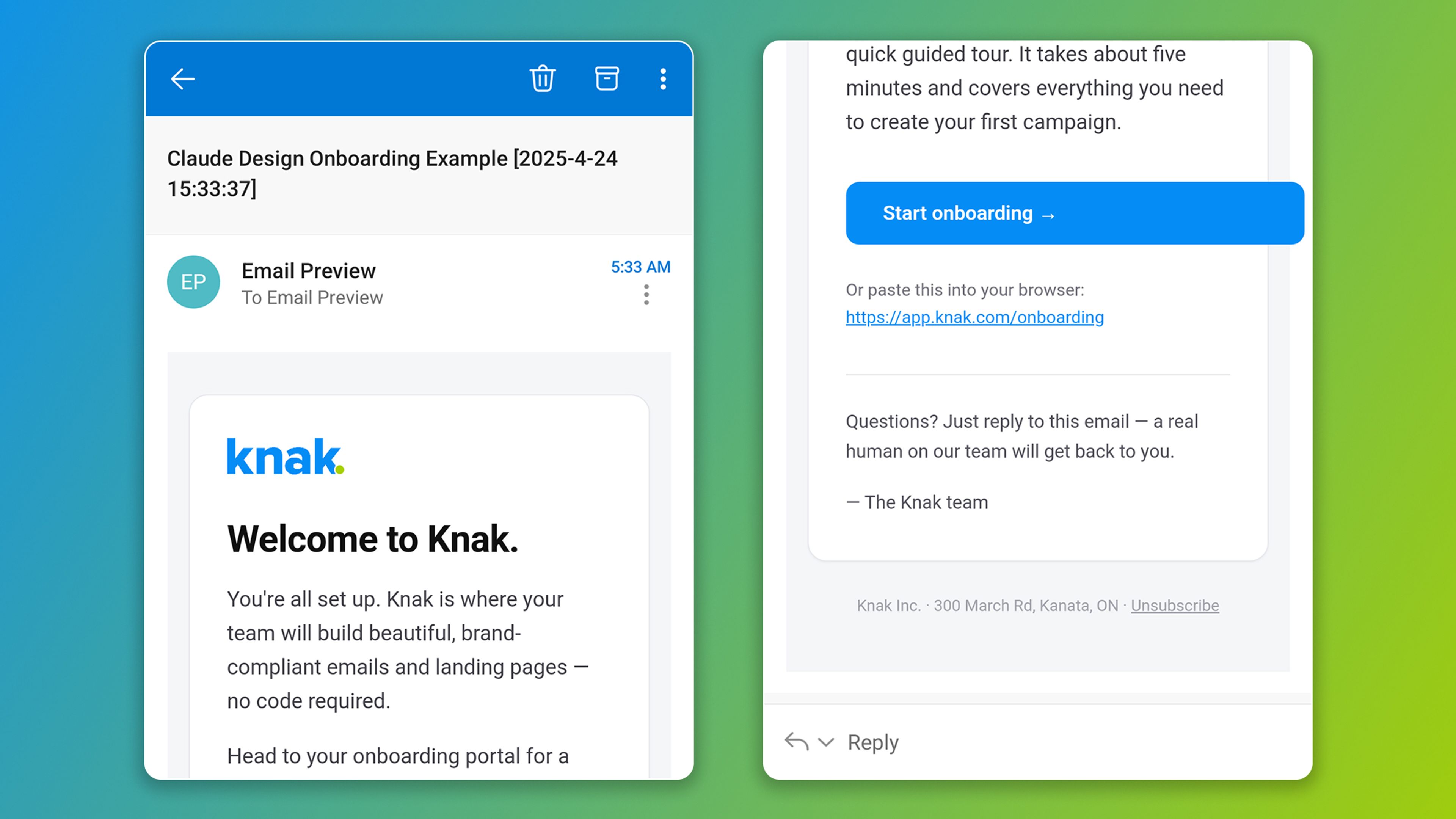 Onboarding email on Outlook app for Android 12